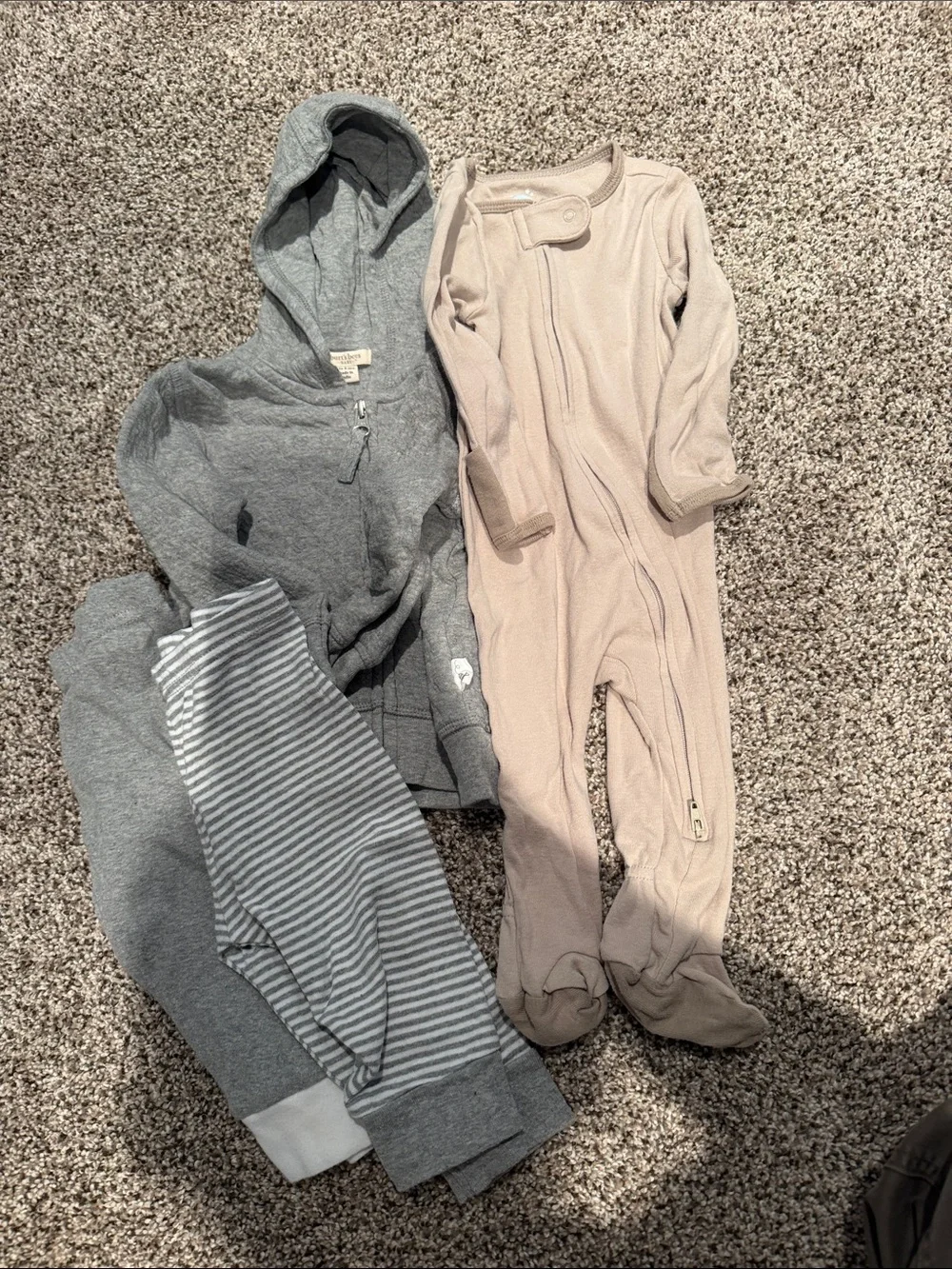 Burt’s Bees Baby Gray Hoodie Set and Neutral Baby Footed Sleeper